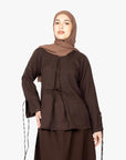 Mocha Brown Mélange Ribbon Kimono Top