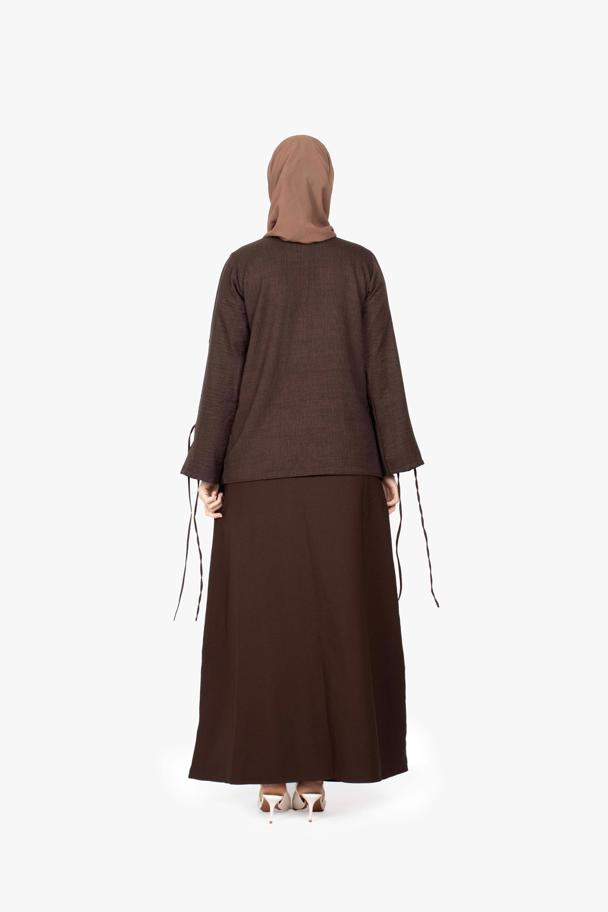 Mocha Brown Mélange Ribbon Kimono Top