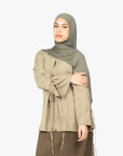 Khaki Mélange Ribbon Kimono Top