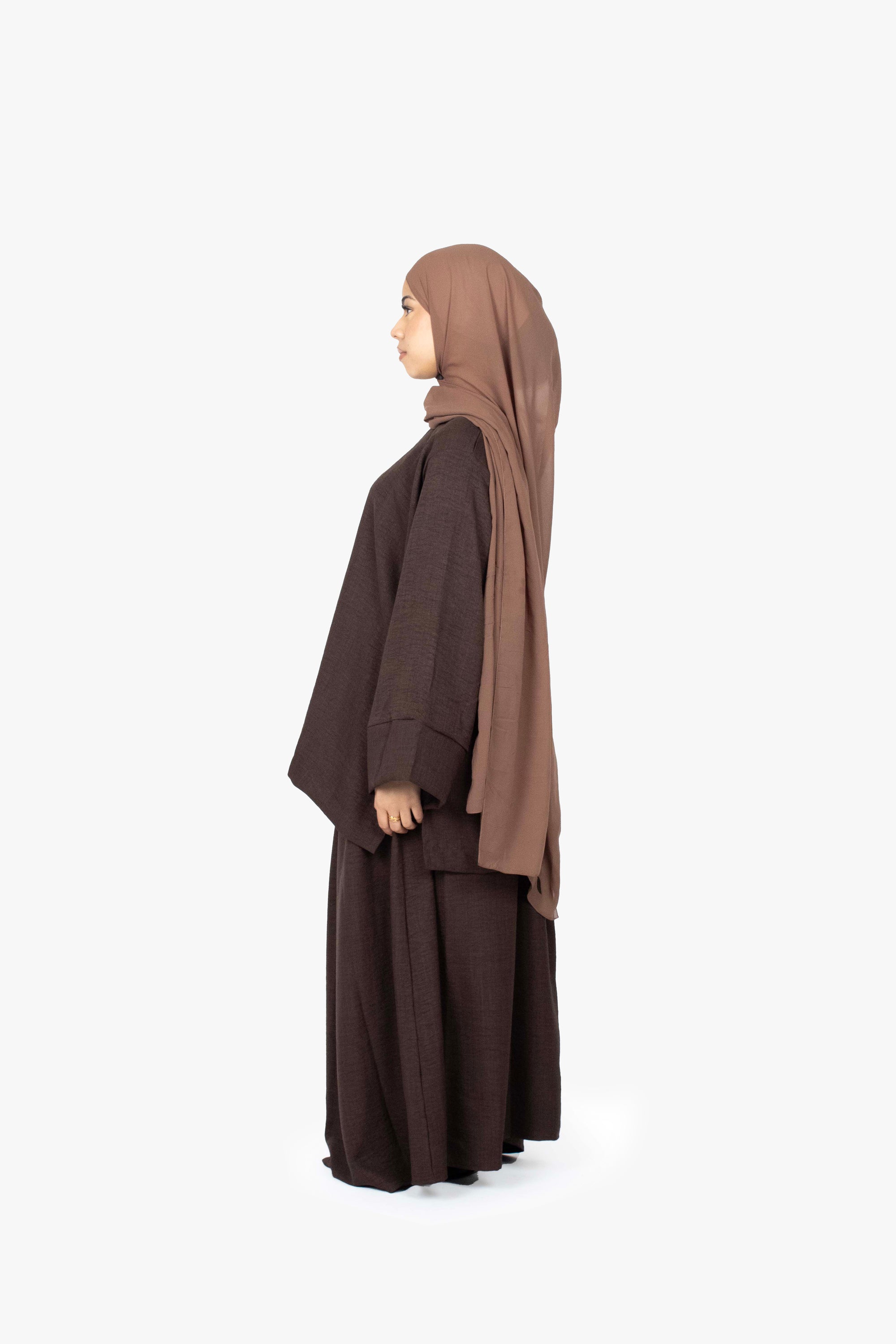 Mocha Brown Mélange Two-Piece Abaya