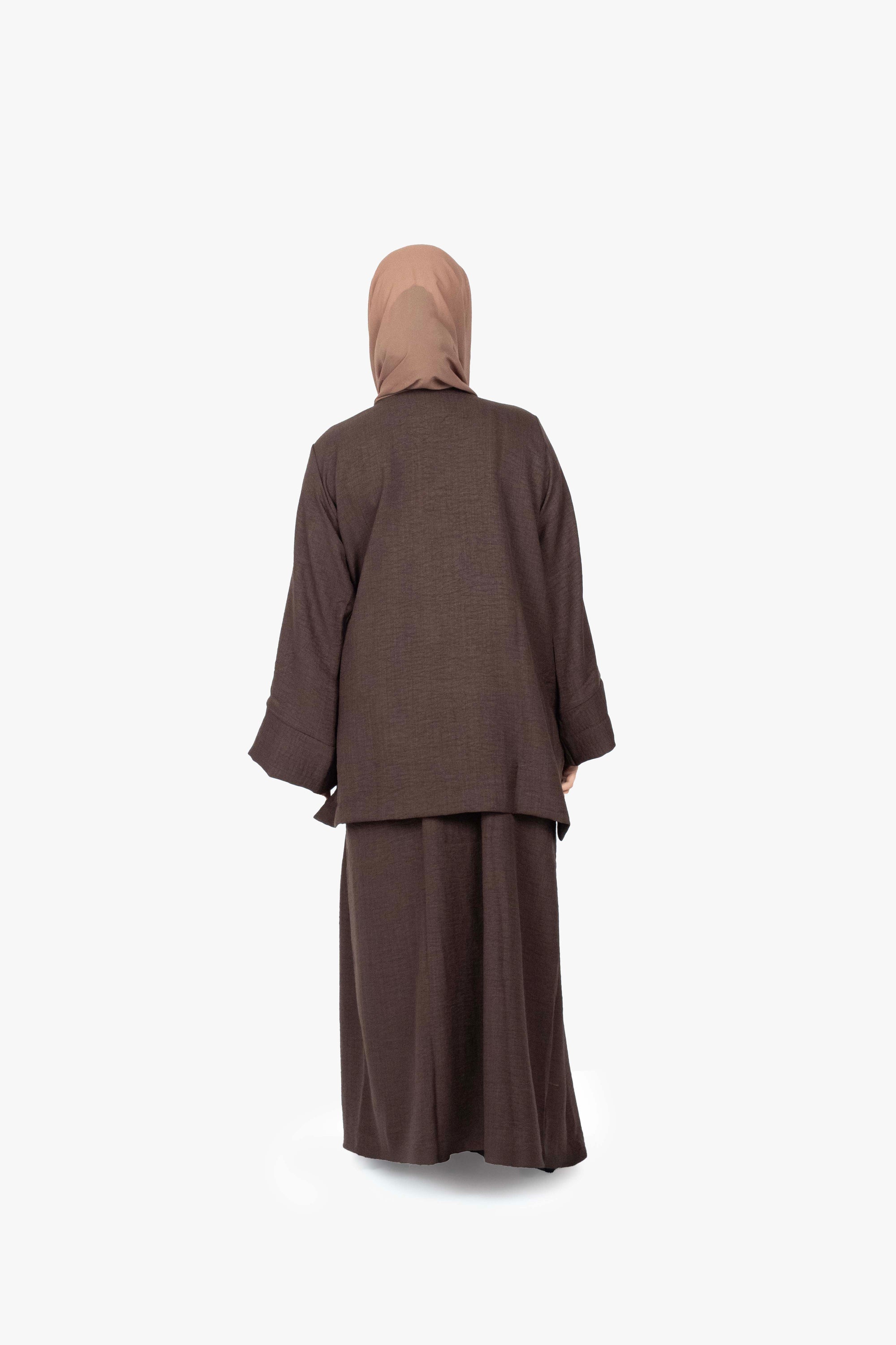 Mocha Brown Mélange Two-Piece Abaya