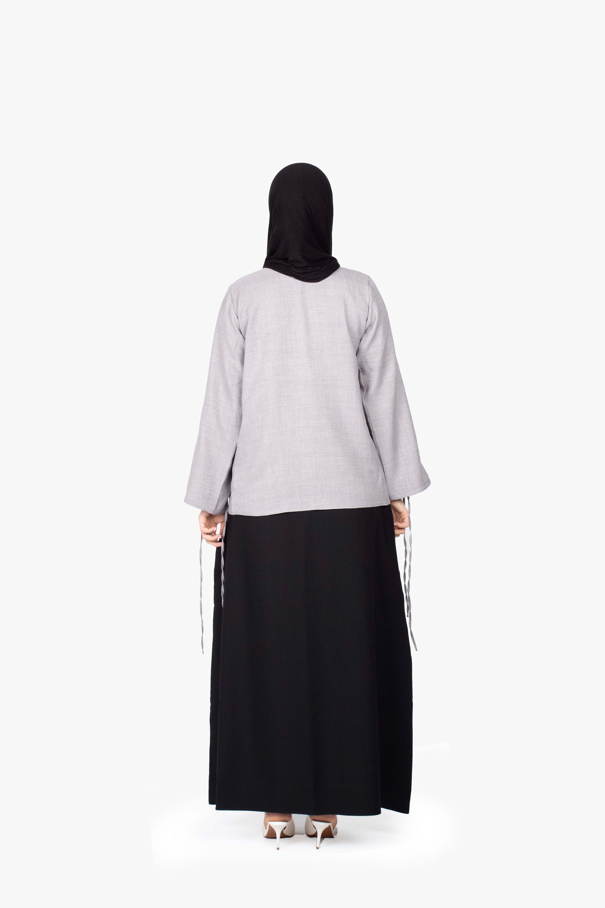 Grey Mélange Ribbon Kimono Top