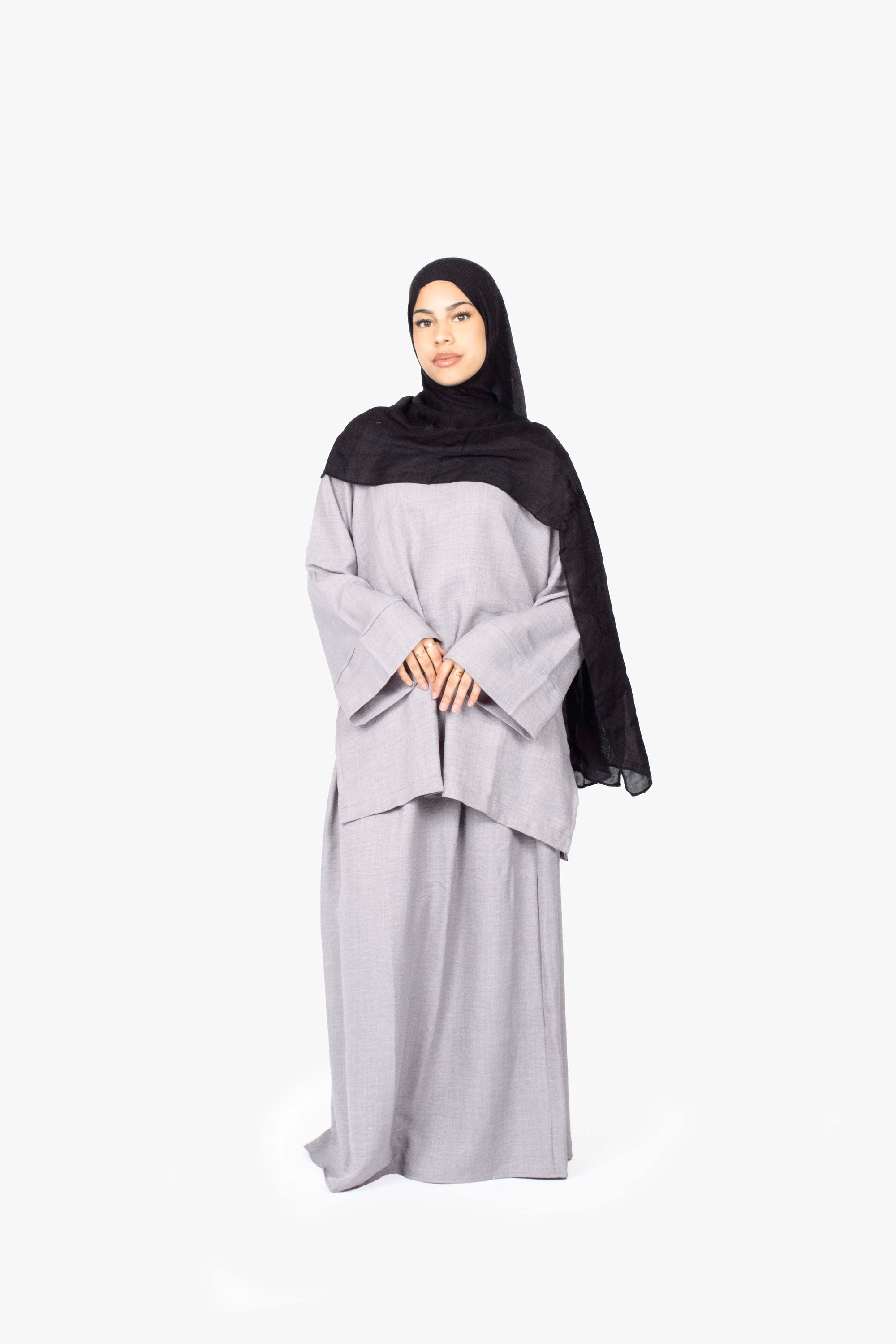 Grey Mélange Two-Piece Abaya