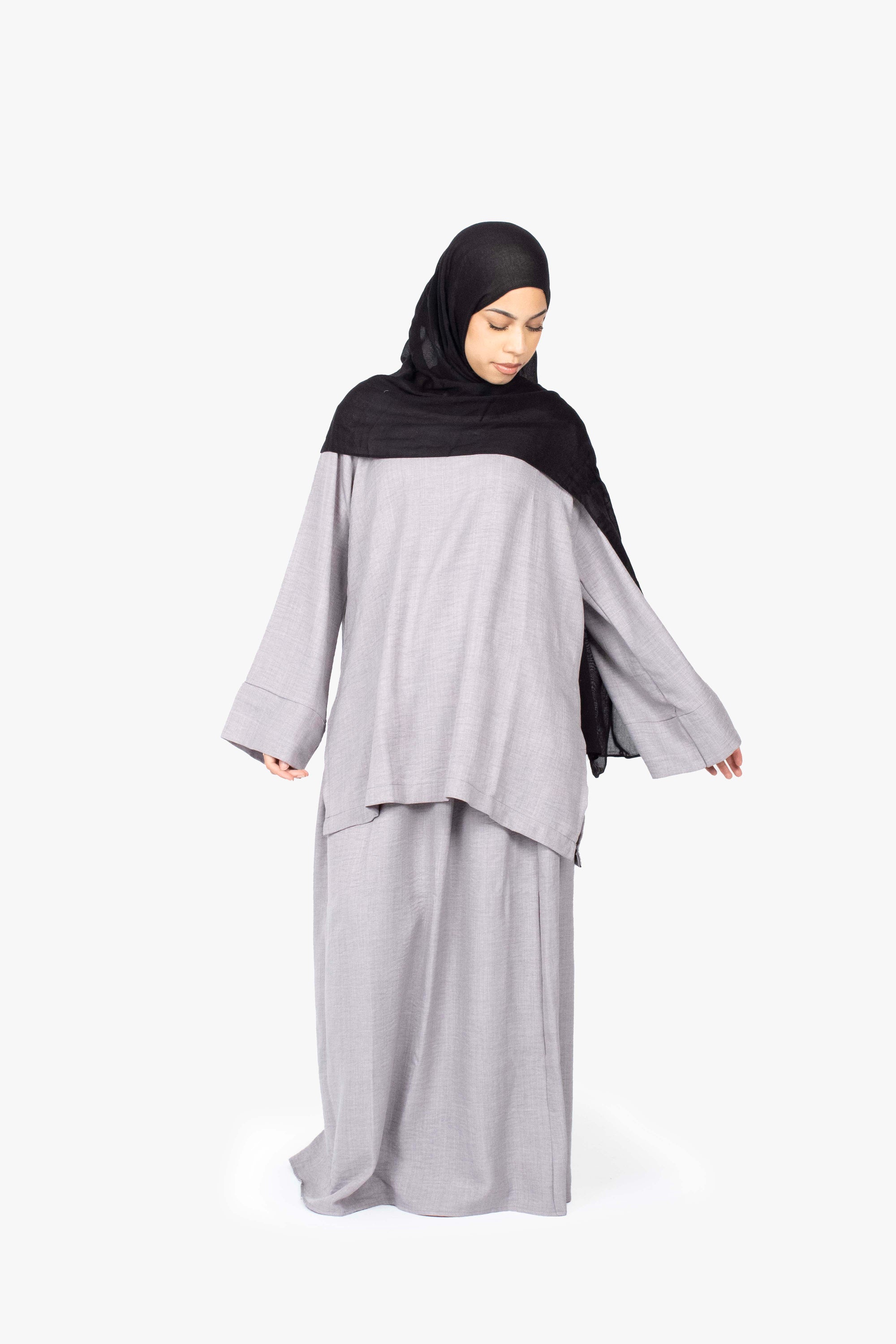 Grey Mélange Two-Piece Abaya