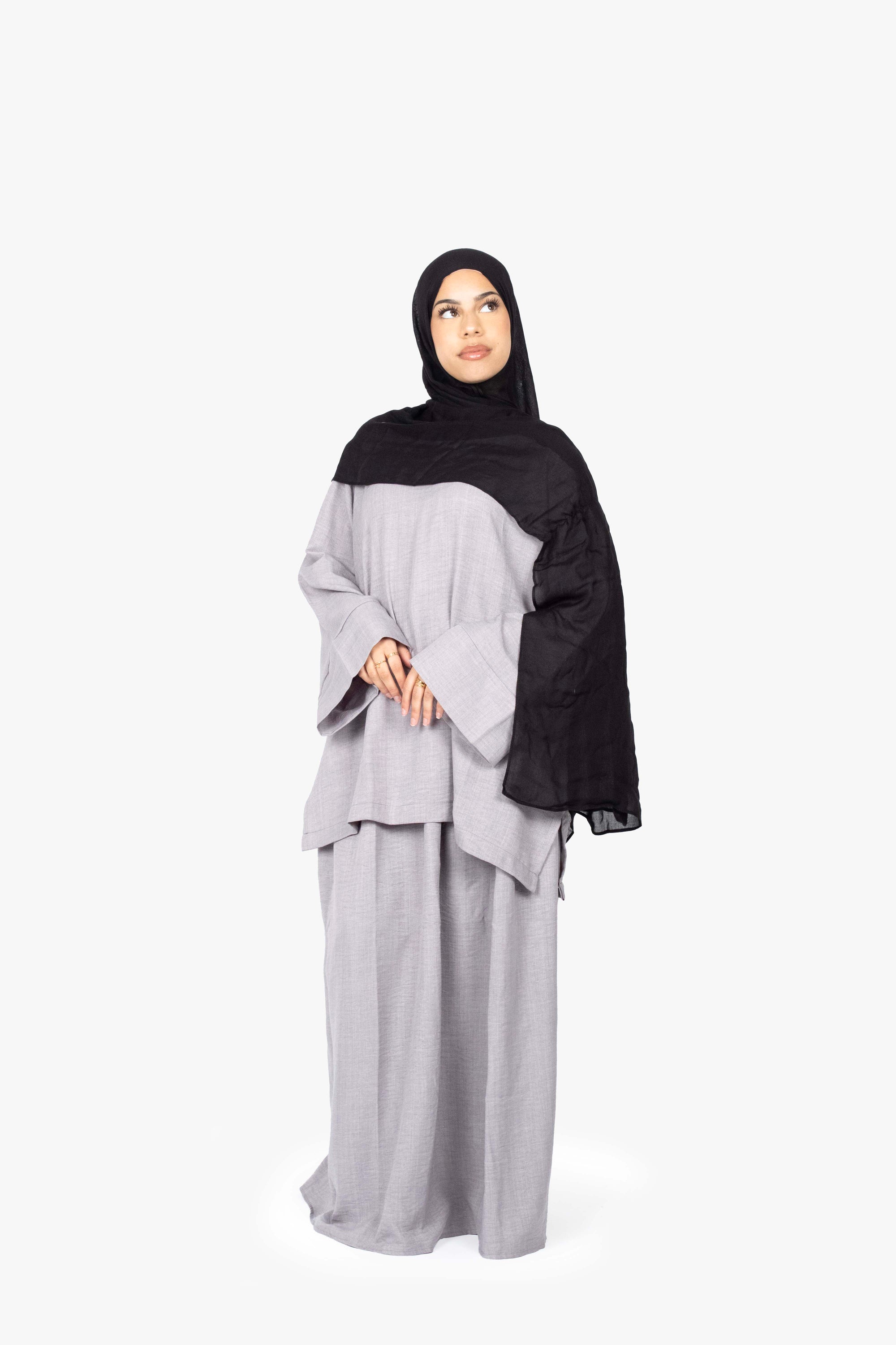 Grey Mélange Two-Piece Abaya