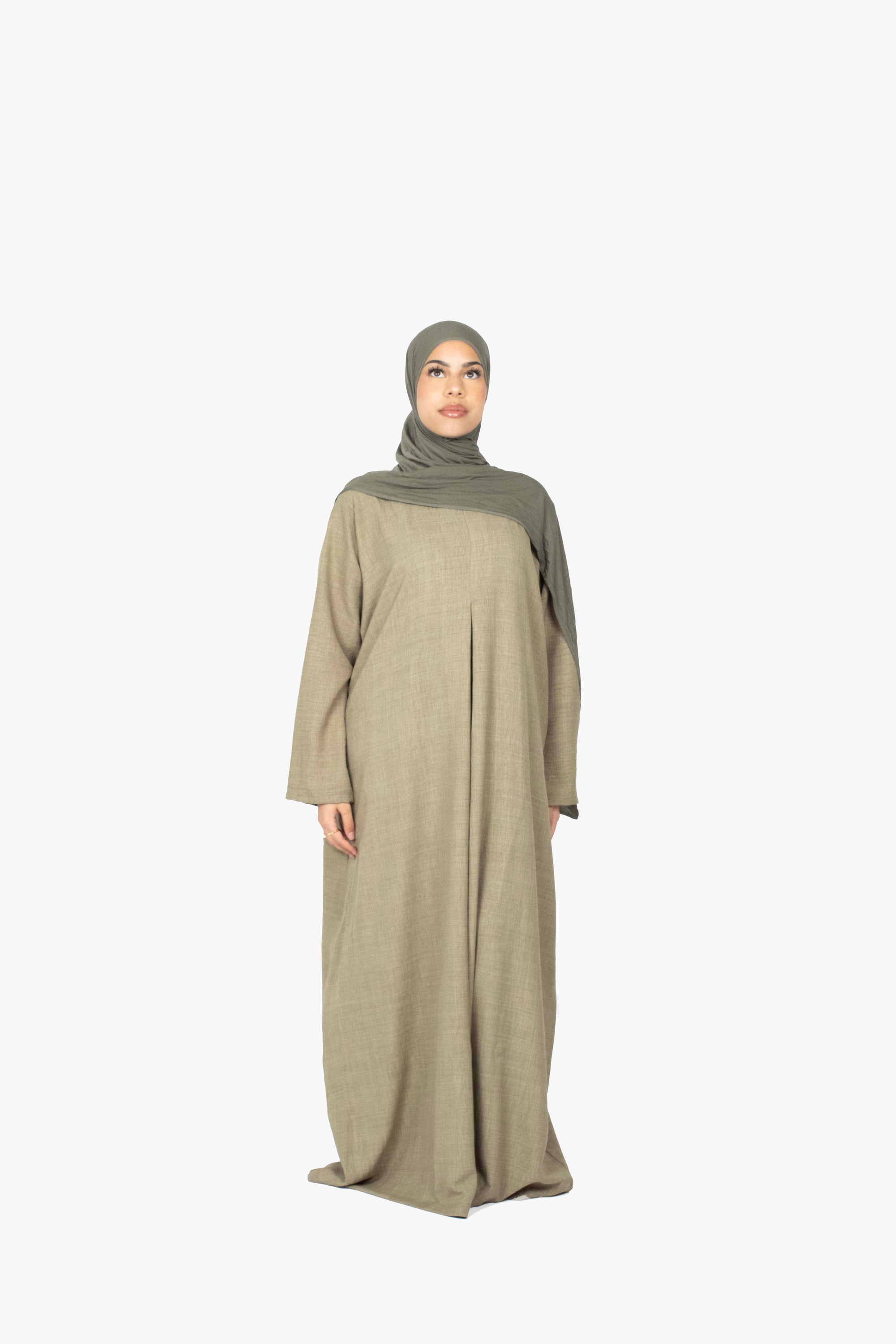 Khaki Mélange Pleat Abaya