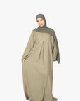 Khaki Mélange Pleat Abaya