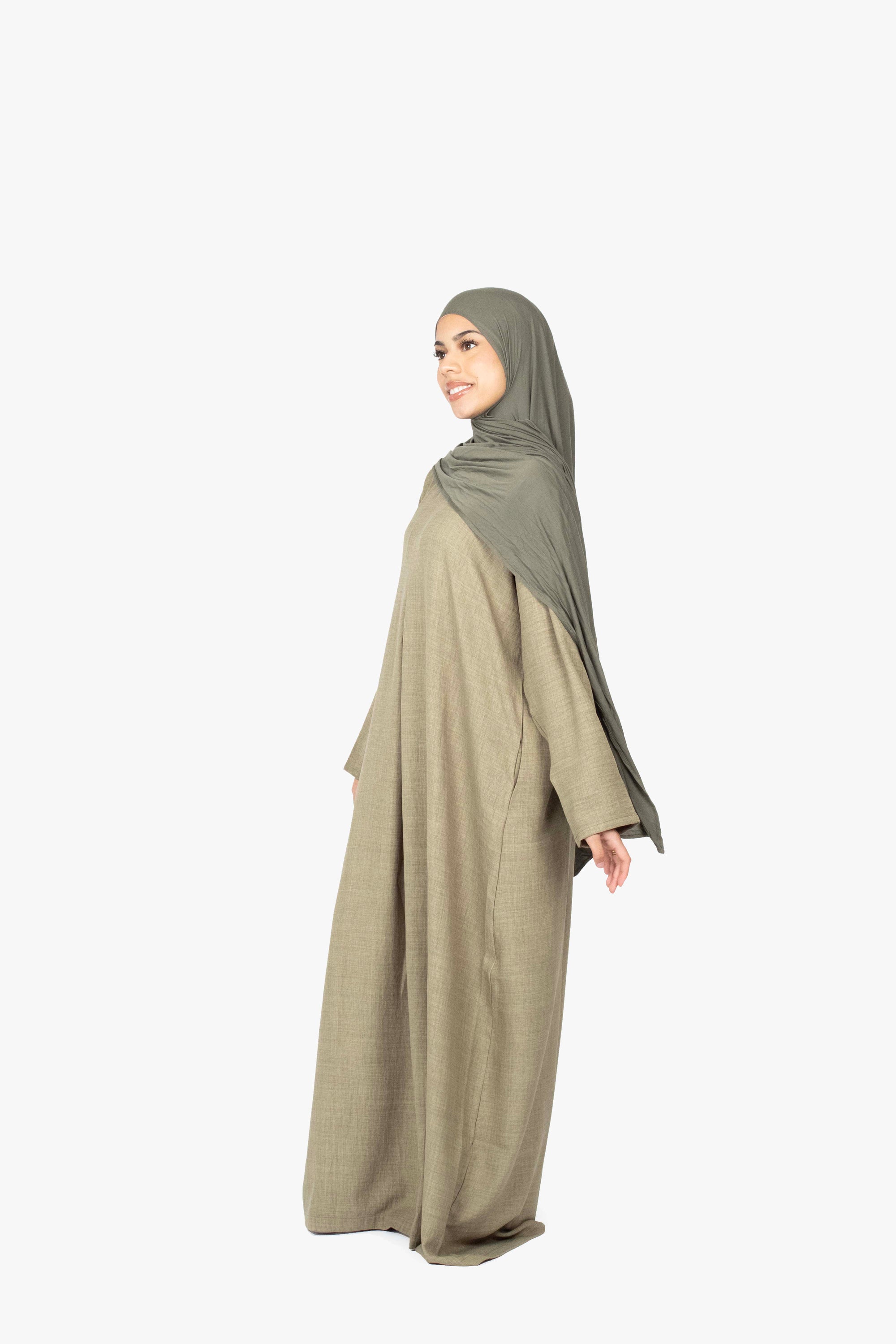 Khaki Mélange Pleat Abaya