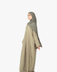 Khaki Mélange Pleat Abaya