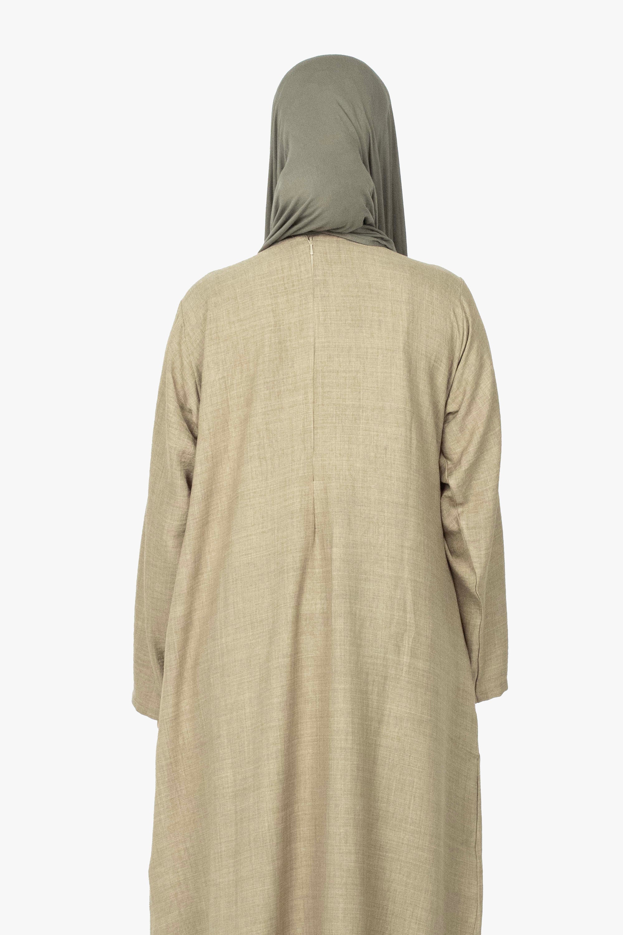 Khaki Mélange Pleat Abaya