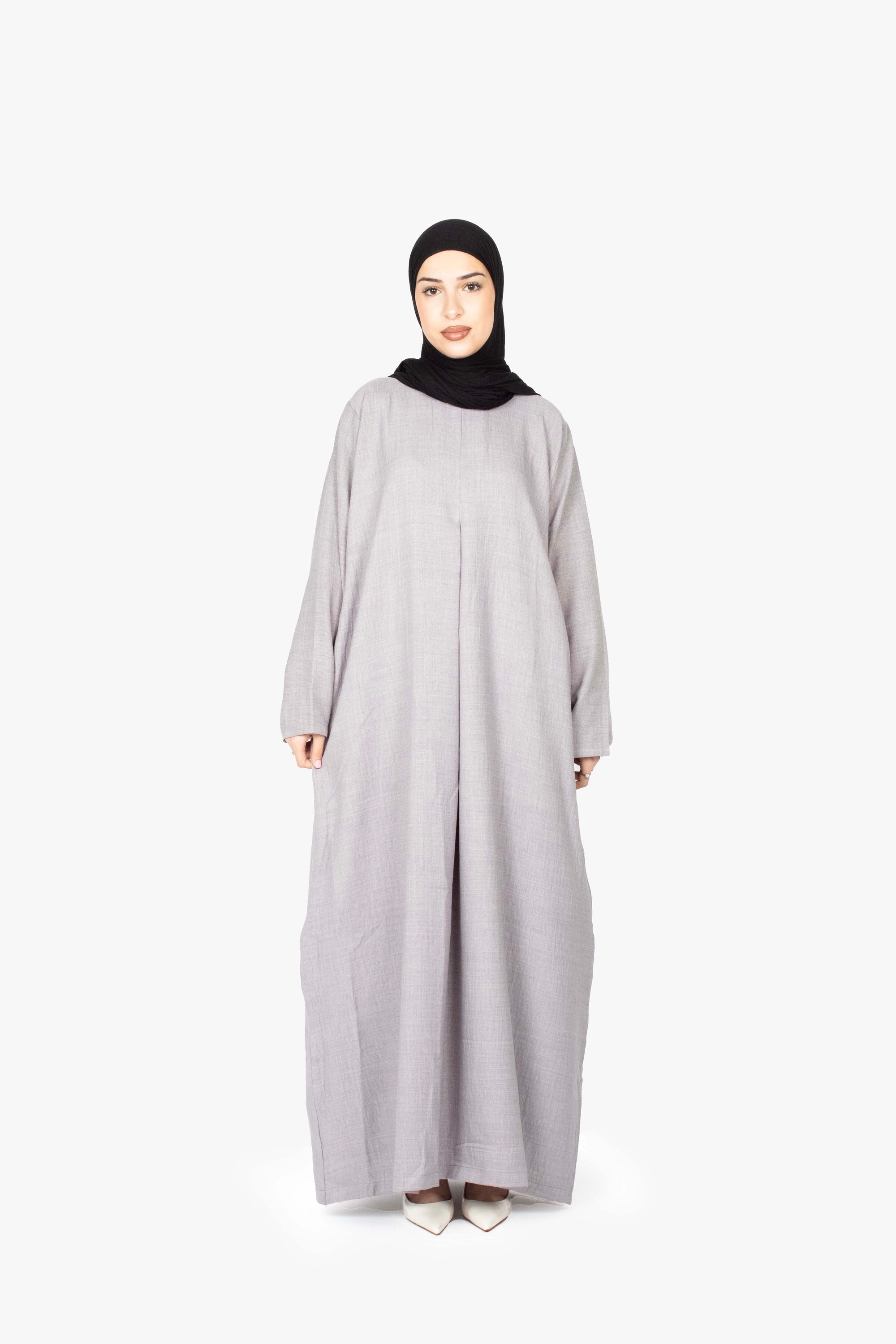 Grey Mélange Pleat Abaya
