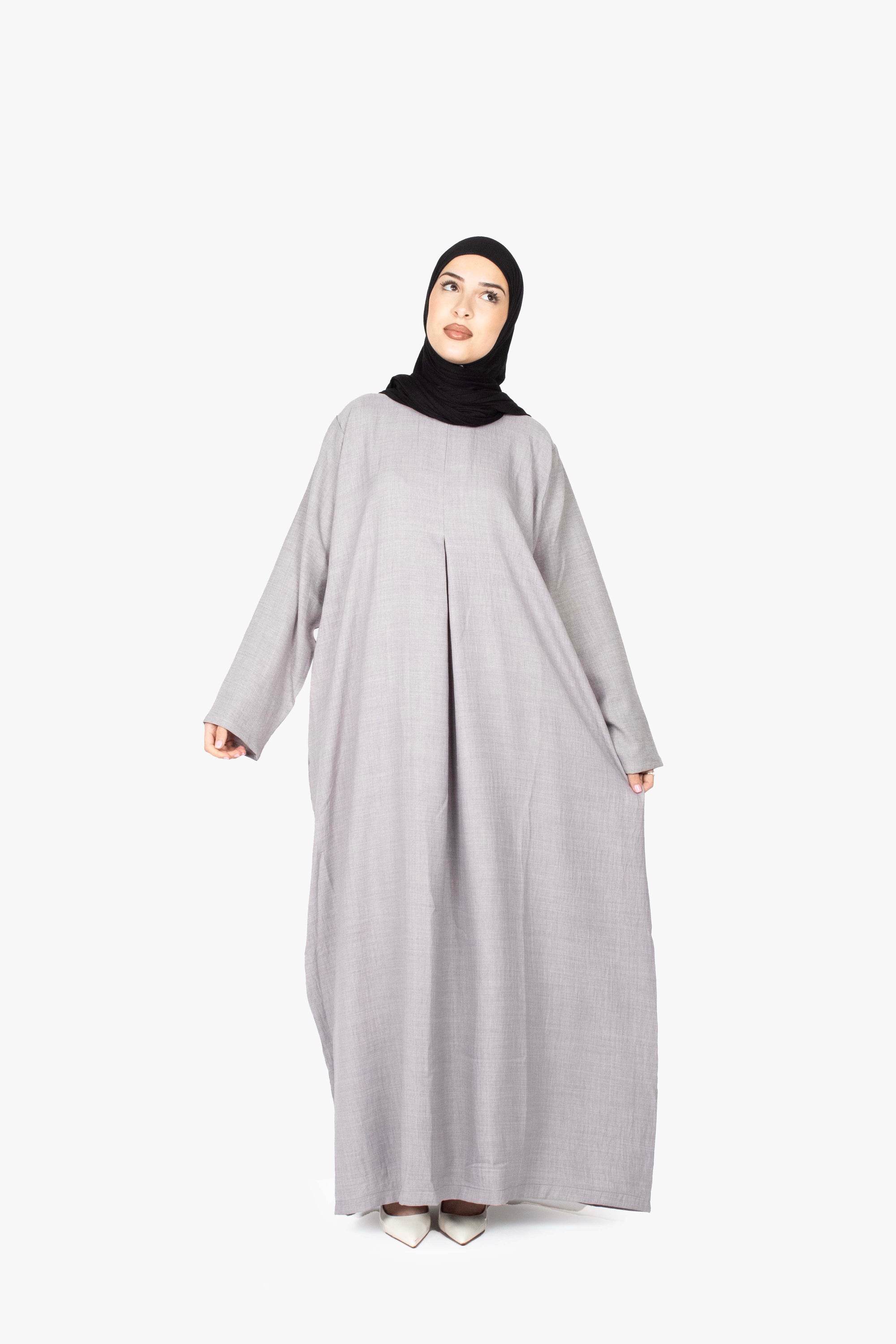 Grey Mélange Pleat Abaya