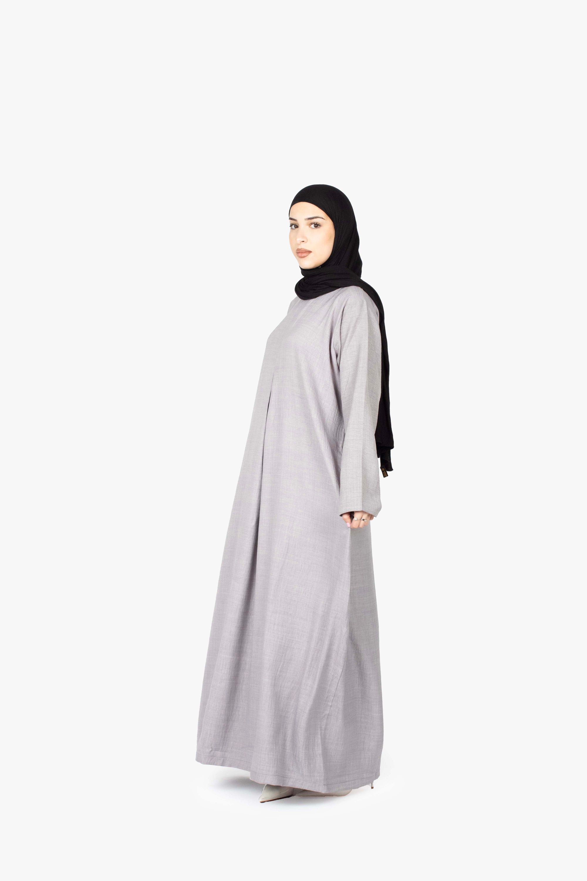 Grey Mélange Pleat Abaya