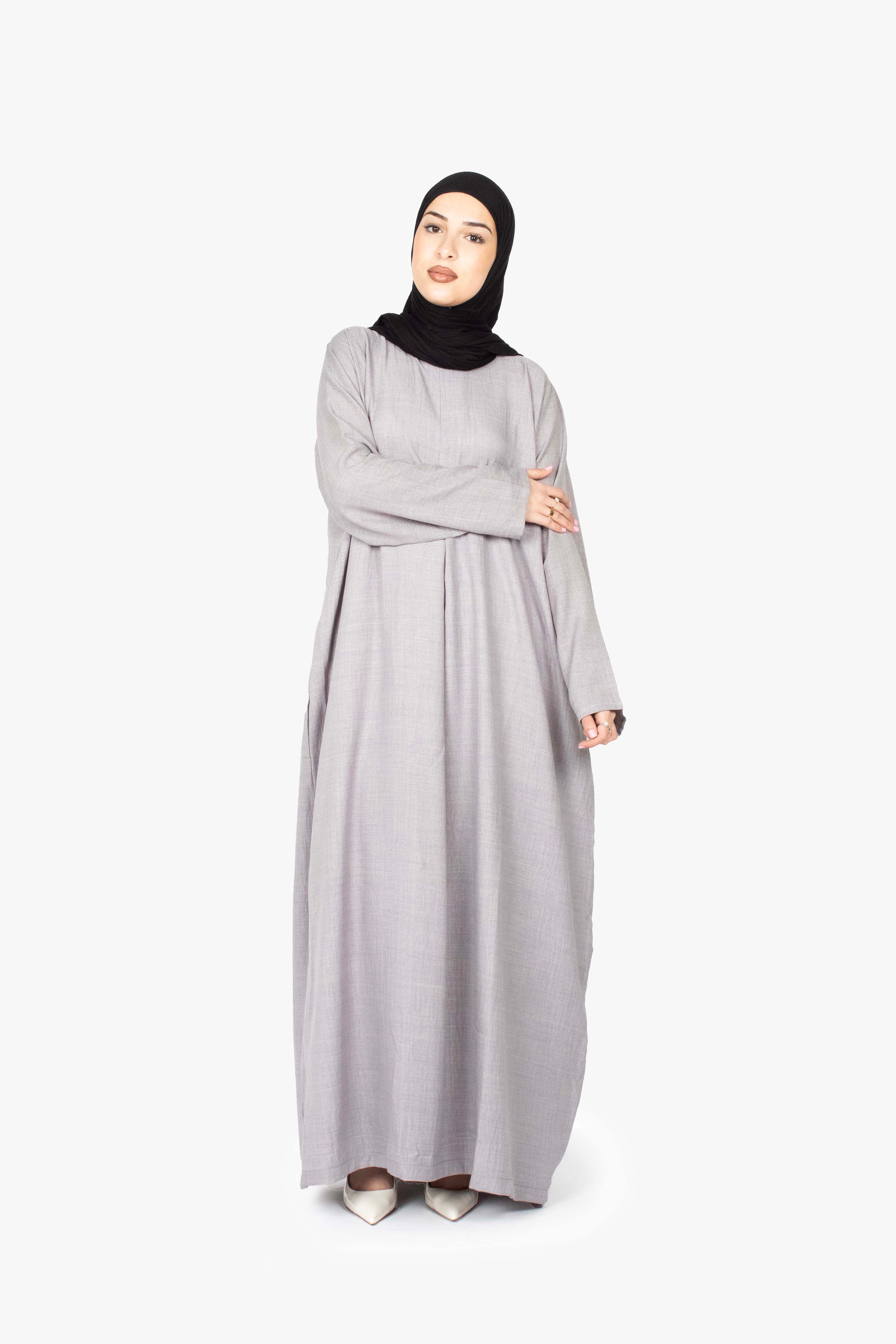 Grey Mélange Pleat Abaya
