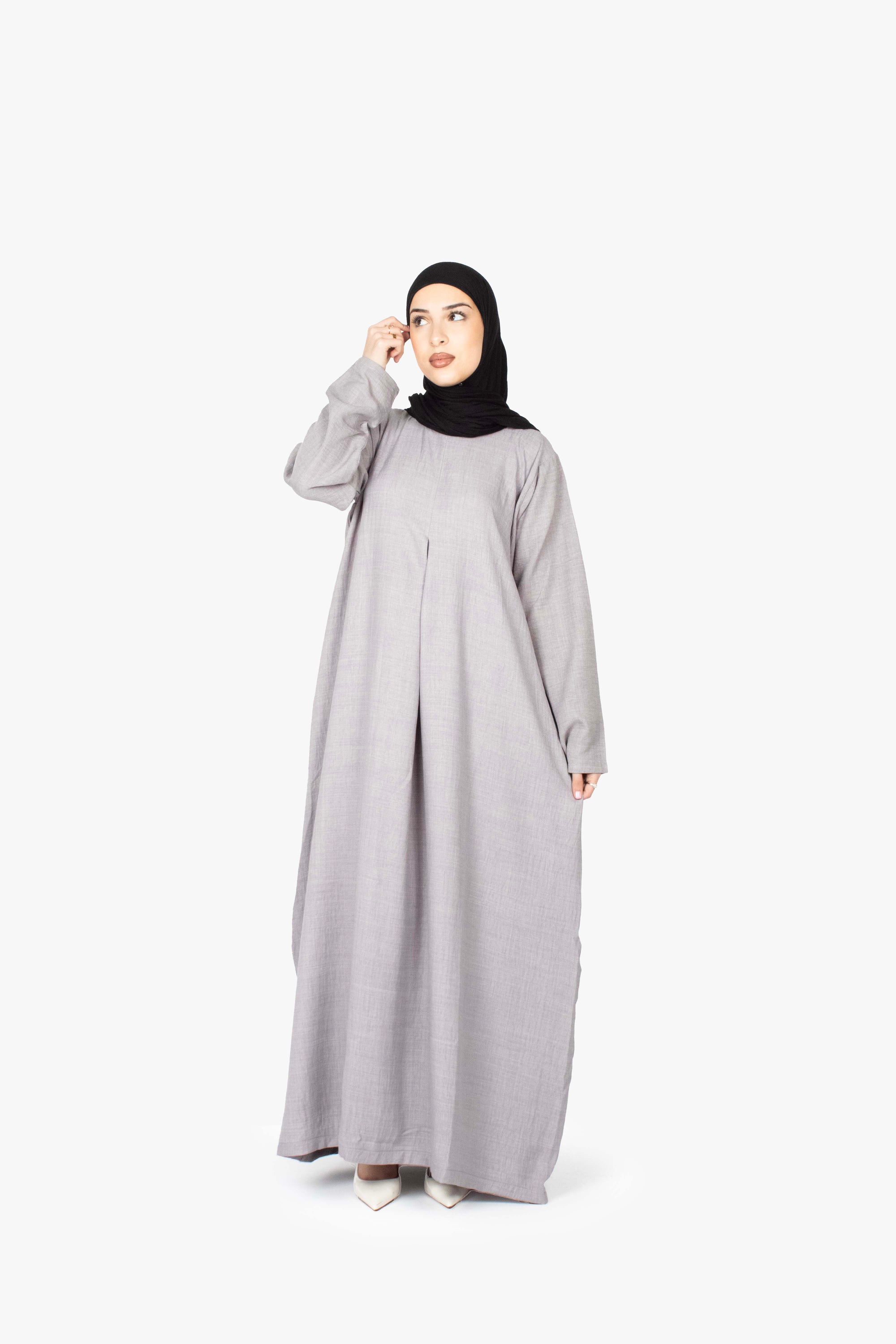 Grey Mélange Pleat Abaya