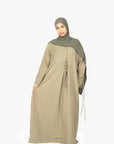 Khaki Mélange Ribbon Kimono Abaya