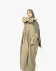 Khaki Mélange Ribbon Kimono Abaya