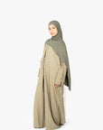 Khaki Mélange Ribbon Kimono Abaya