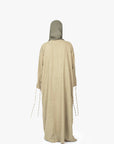 Khaki Mélange Ribbon Kimono Abaya
