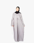 Grey Mélange Ribbon Kimono Abaya