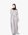 Grey Mélange Ribbon Kimono Abaya
