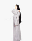Grey Mélange Ribbon Kimono Abaya