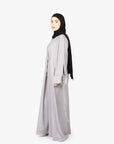 Grey Mélange Ribbon Kimono Abaya