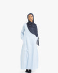 Pale Blue Double Pleat Linen Cotton Dress