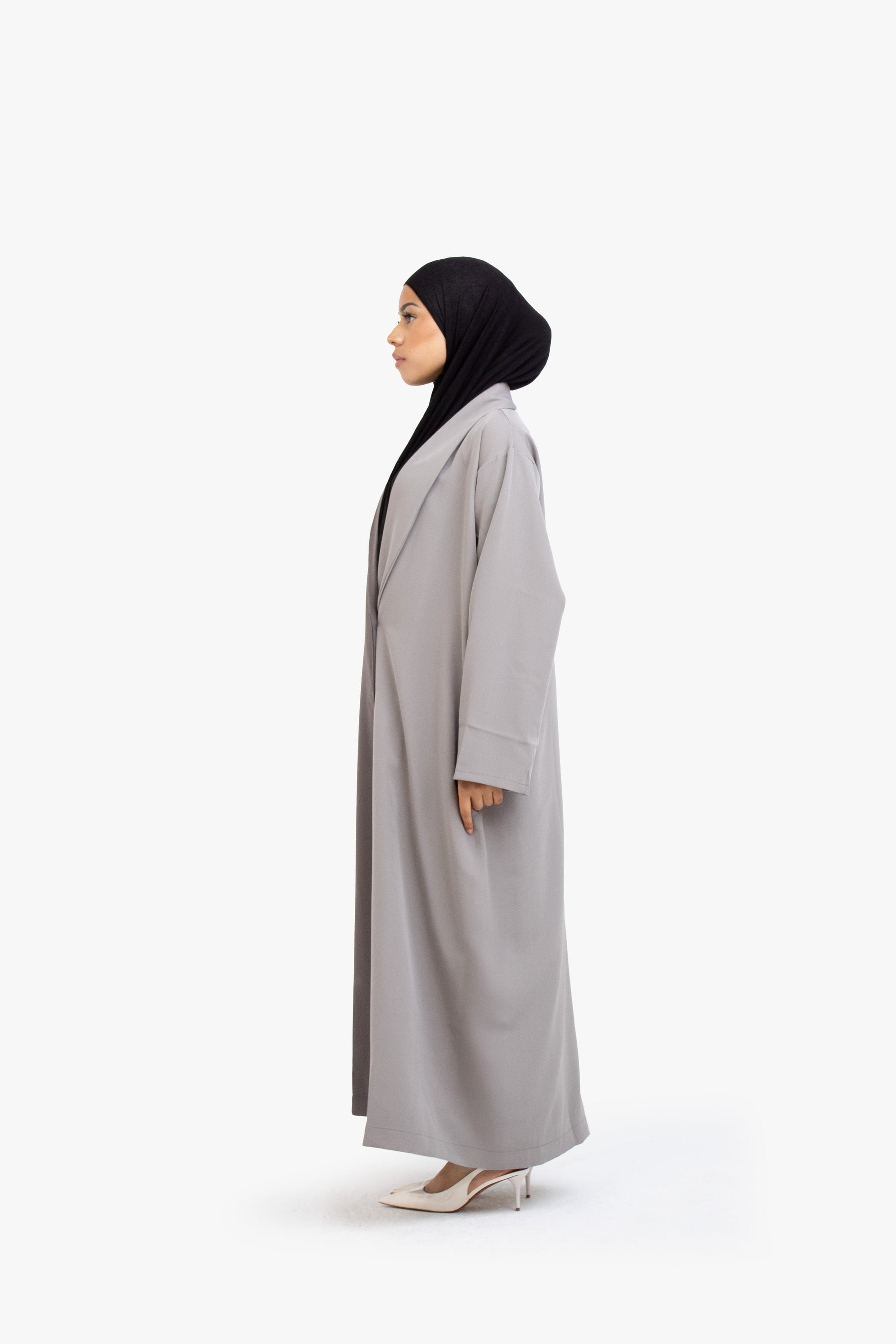 Anthracite and Grey Two-Tone Open Abaya