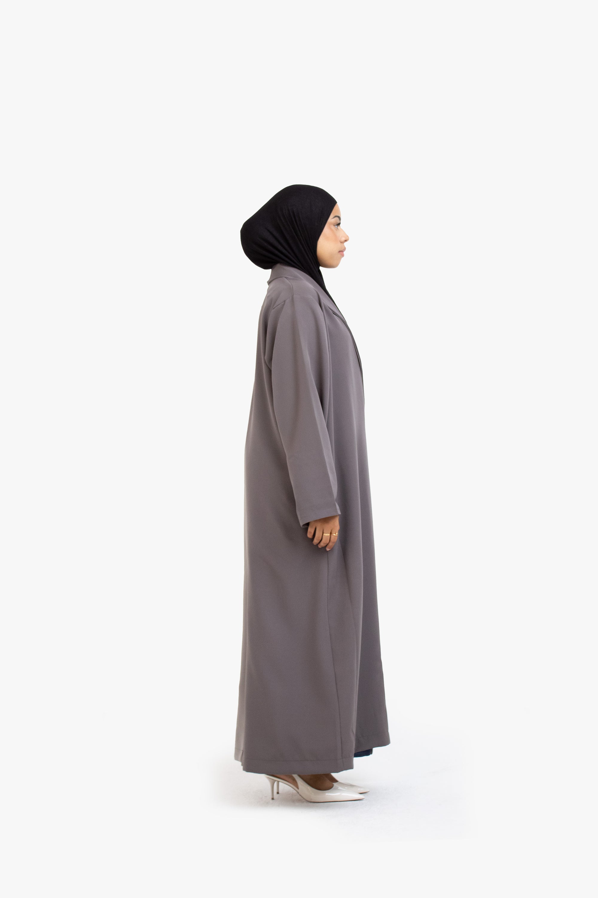 Anthracite and Grey Two-Tone Open Abaya