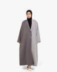 Anthracite and Grey Two-Tone Open Abaya