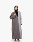 Anthracite and Grey Two-Tone Open Abaya