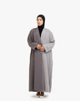 Anthracite and Grey Two-Tone Open Abaya