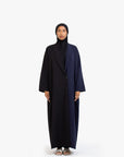Black and Navy Two-Tone Open Abaya