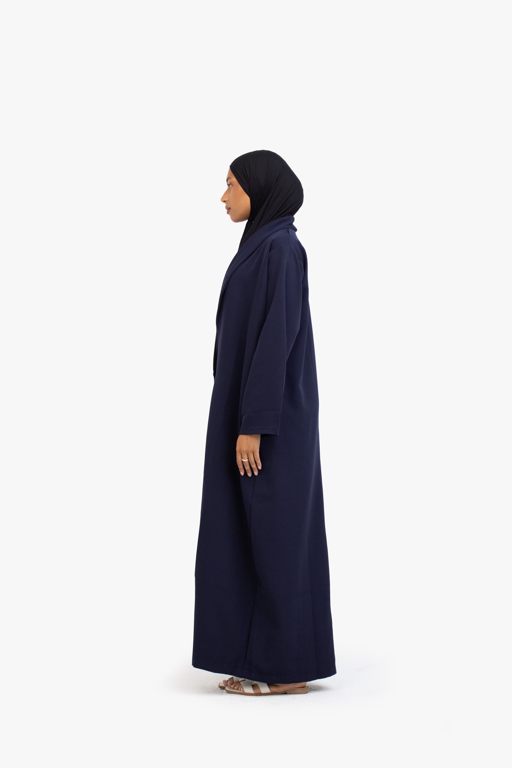 Black and Navy Two-Tone Open Abaya