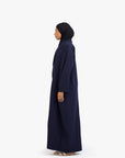 Black and Navy Two-Tone Open Abaya