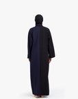 Black and Navy Two-Tone Open Abaya