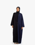 Black and Navy Two-Tone Open Abaya