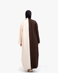 Coffee and Beige Two-Tone Open Abaya