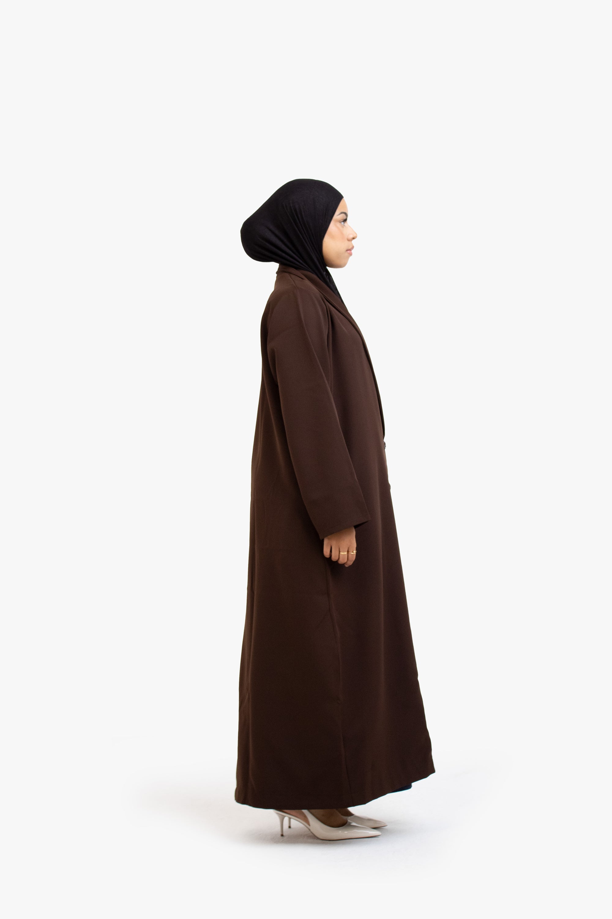 Coffee and Beige Two-Tone Open Abaya
