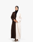 Coffee and Beige Two-Tone Open Abaya