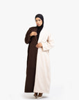 Coffee and Beige Two-Tone Open Abaya