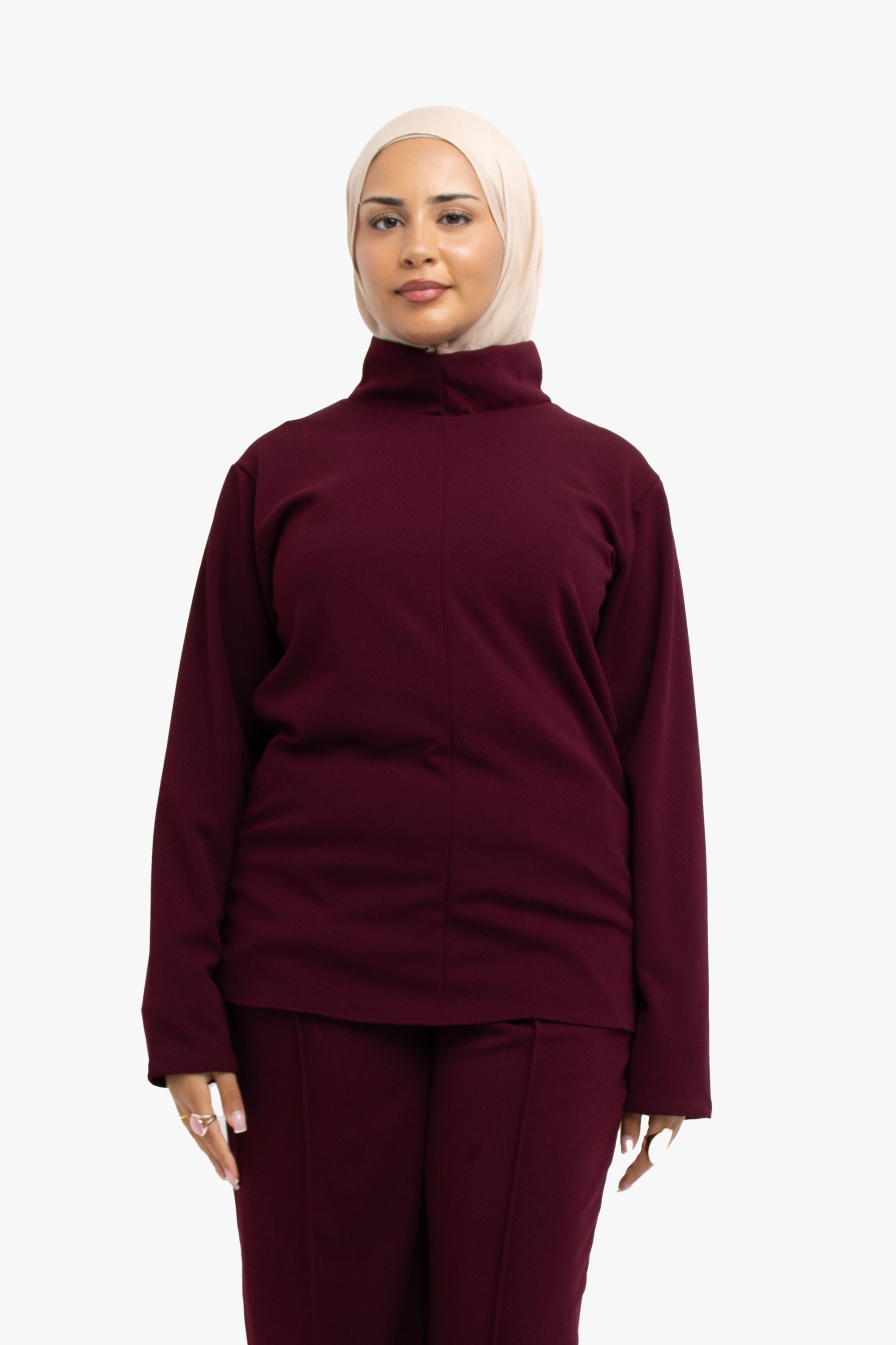Burgundy Mock Neck Top