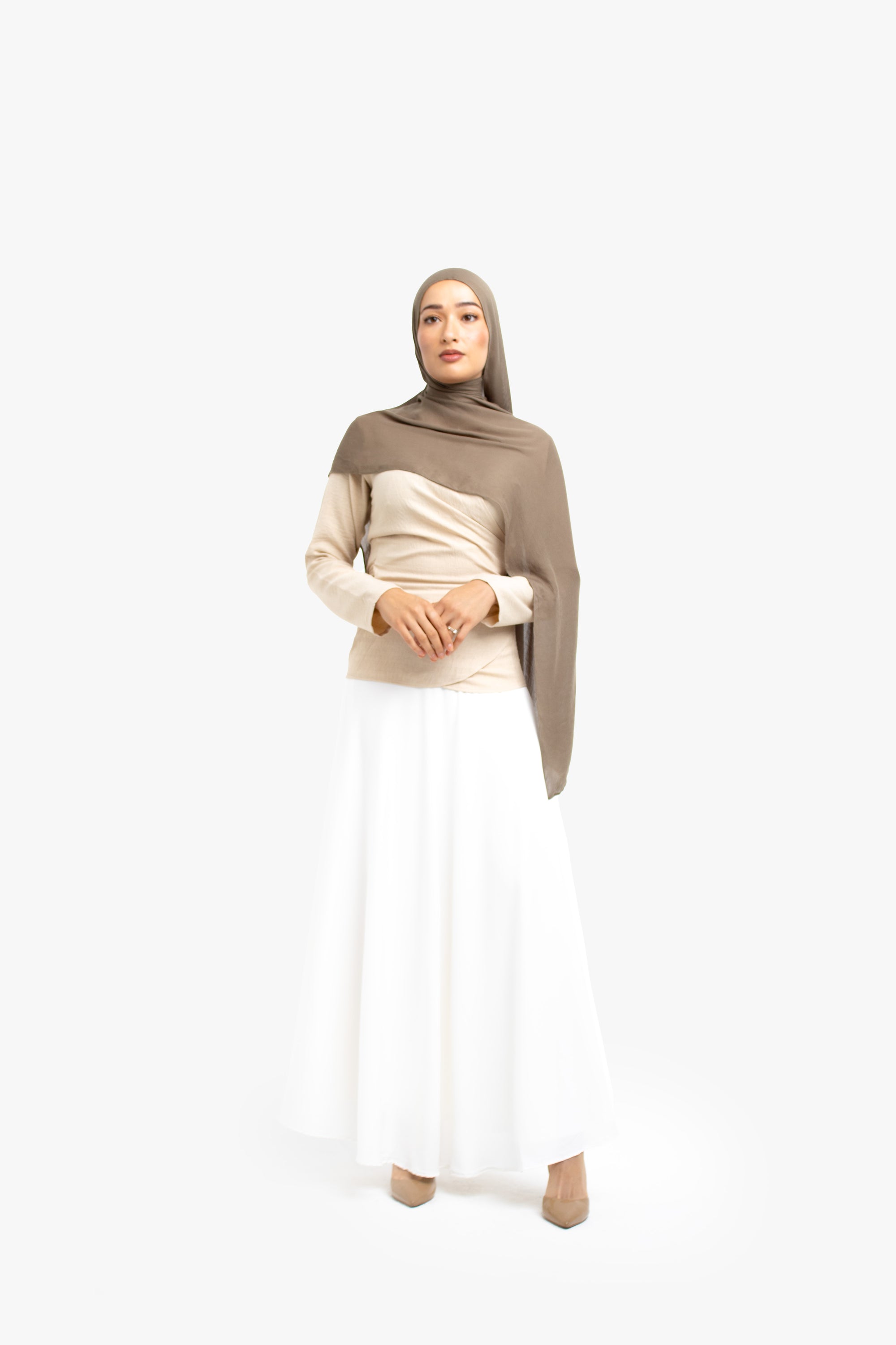 Stone Mélange Wrap Top