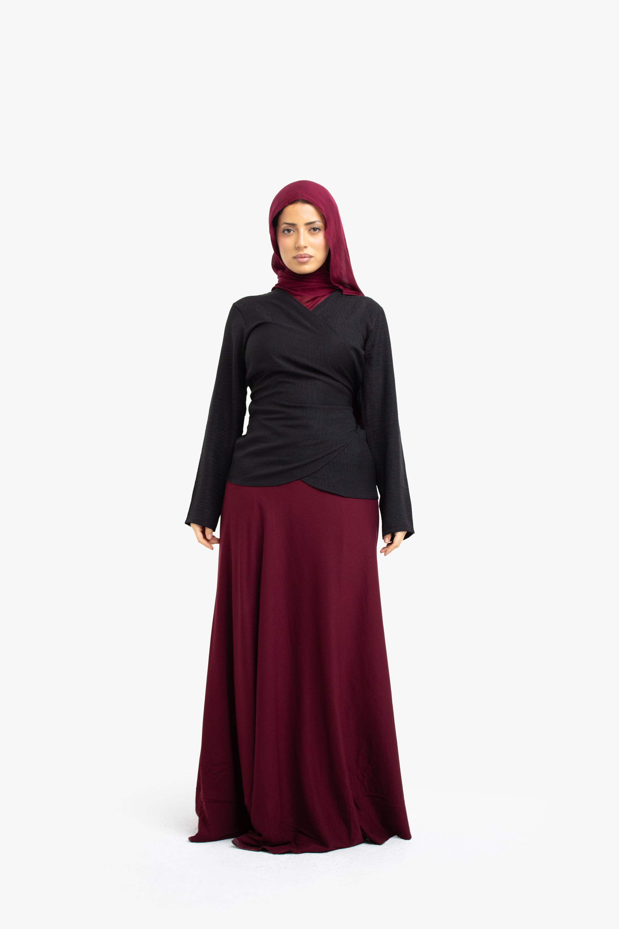 Black Mélange Wrap Top