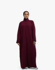 Burgundy Mock Neck Abaya