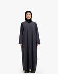 Grey V-Neck Abaya