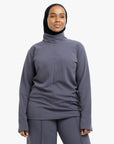 Grey Mock Neck Top