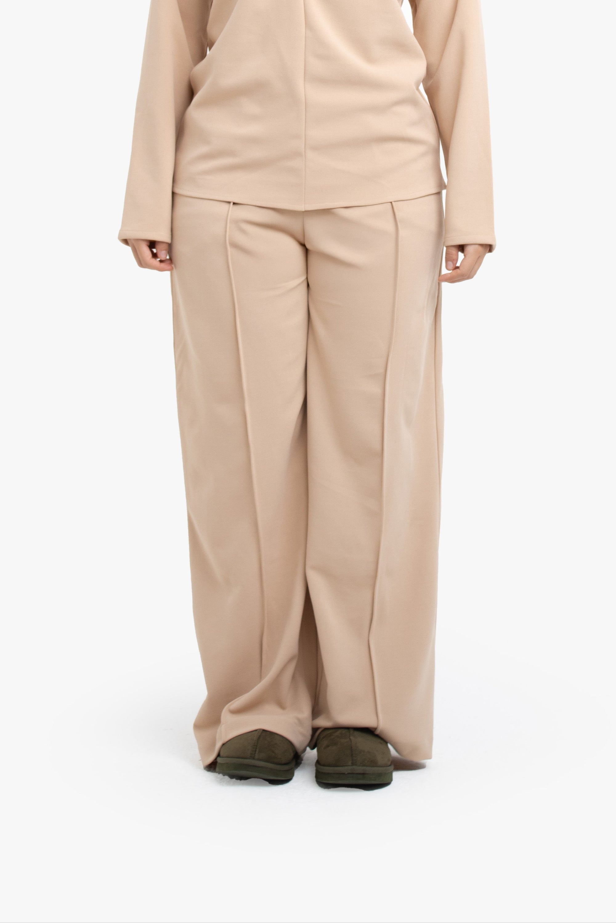 Nude High-Waisted Trousers