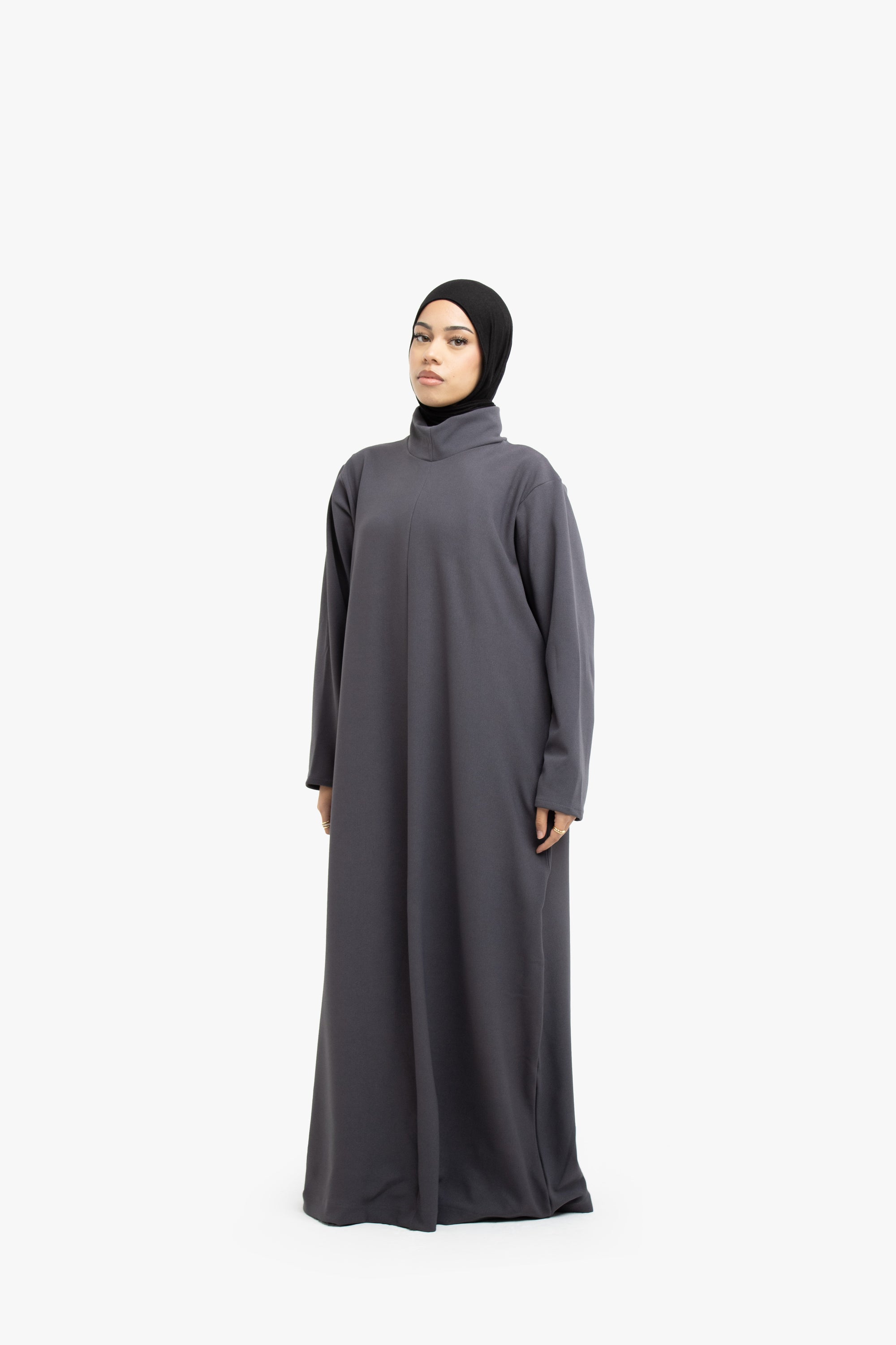 Grey Mock Neck Abaya